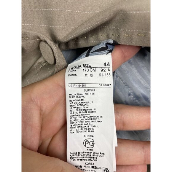 Sisley Camel Tan Striped Button Front Stretch Office 3/4 Sleeve Blazer Size S - Picture 8 of 11